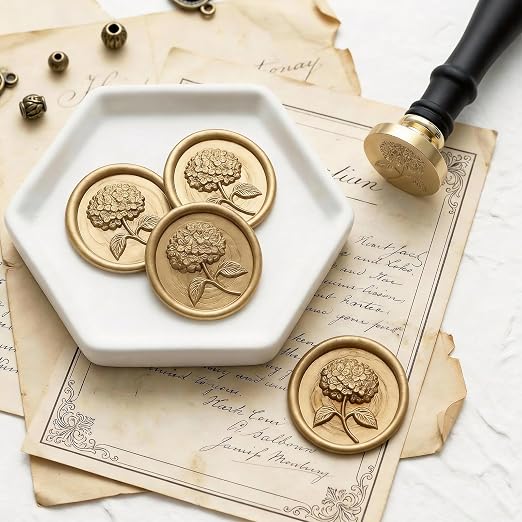 UNIQOOO 3D Embossed Relief Hydrangea Flowers Wax Seal Stamp - Image 2