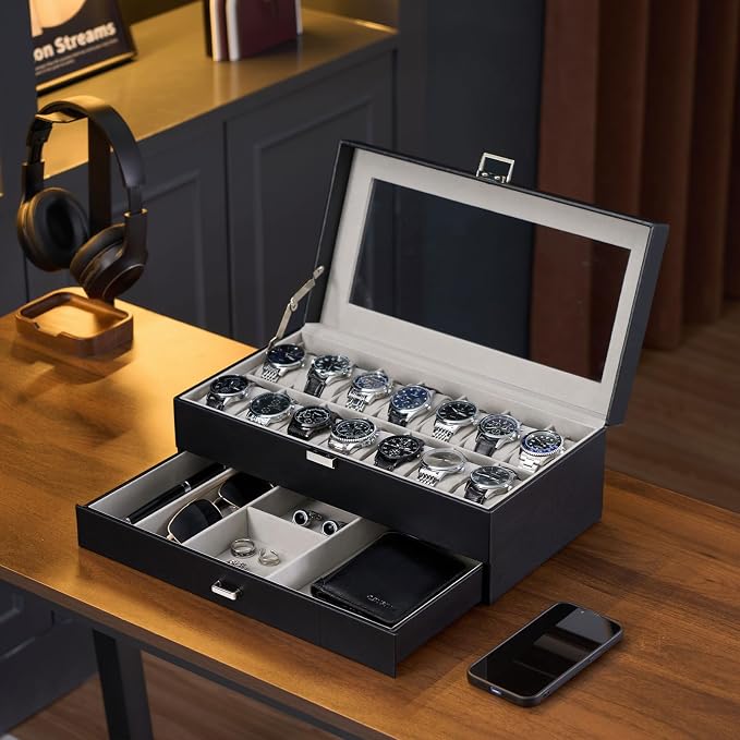 ProCase Watch Box, 14 Slot Mens Watch Case - Image 4