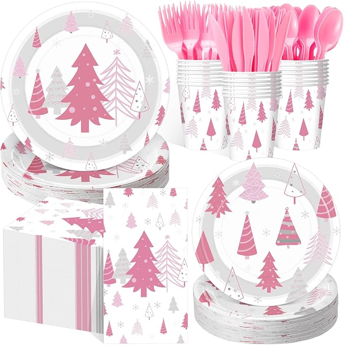 Pickmesh 400 Pcs Pink Winter Party Supplies Silver Xmas Tree Snowflake by Pickmesh
