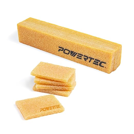 POWERTEC Abrasive Cleaning Stick 8-1/2" 1PK & Natural Rubber Glue Eraser 5PK for Sanding Belts & Discs | Woodworking Shop Tools for Sanding Perfection