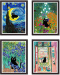 4 Pack Cat Starry Sky Flower Window Stamped Cross Stitch Kits by DIYHomeDecor