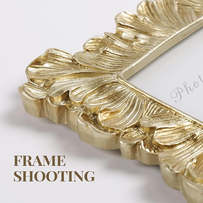4x4 Gold Picture Frame, Vintage Ornate Square Photo Frame, Glass Front - Image 3