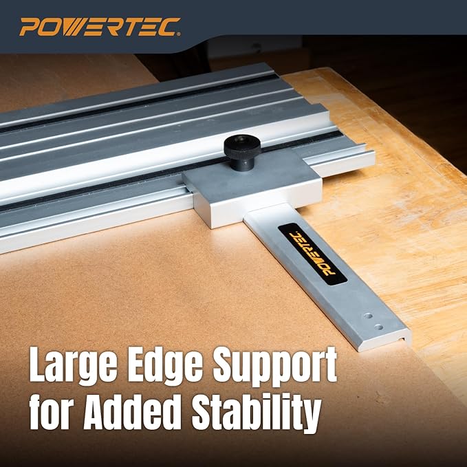 POWERTEC Track Saw Guide Rail Square, 90° Right Angle Guide Rail Protractor, Adjustable Square Guide Compatible with Festool,Makita,Milwaukee, Ridgid,Kreg (71962)