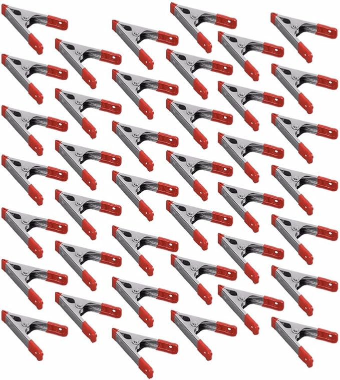 4" inch Metal Spring Clamps w/ Red PVC Coated Handle and Tips (Pack of 40)