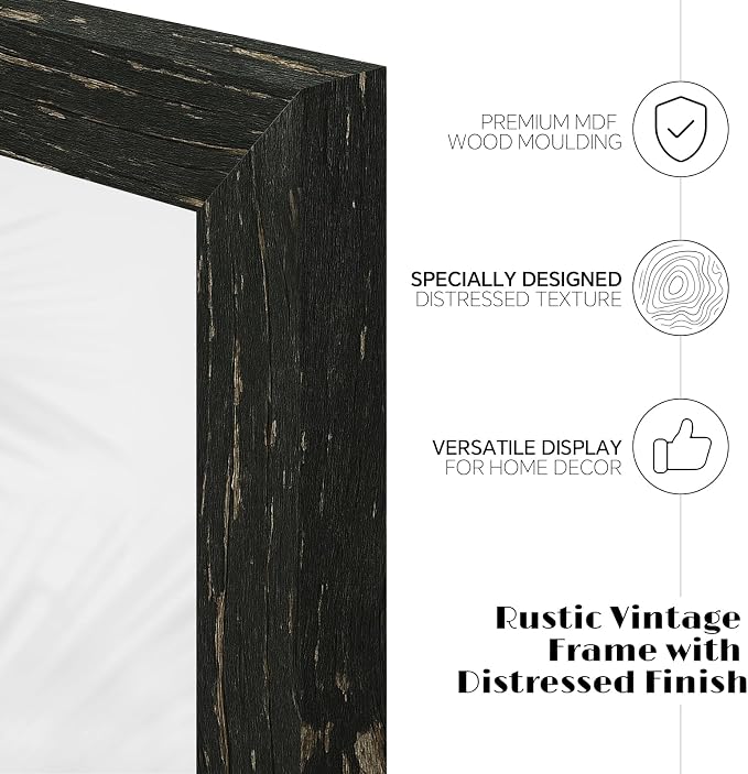 puthiac 11x14 Rustic Farmhouse Picture Frame, Swamp Black, 1 Pack | Distressed - Image 3