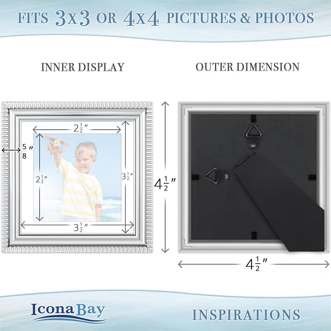 4x4 Picture Frames with 3x3 Mat, 6 Pack, Contemporary, Inspirations | These - Image 3
