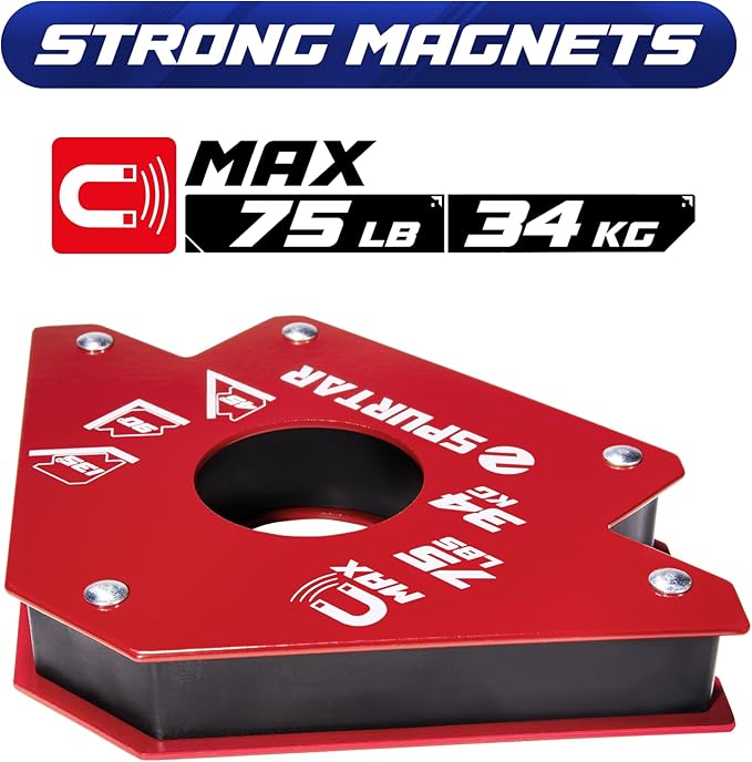 Spurtar Welding Magnets 75lbs & 50lbs 4pcs, Heavy Duty Welding Magnets and Clamps, Strong Magnetic Holder Accessories Tools, 45, 90, 135 Degree Angle