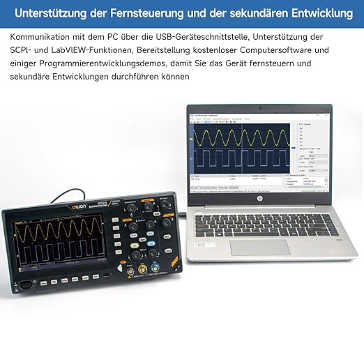 OWON Digital Oscilloscope with Dual-Channel Channels and Screen 7 inch / 18 cm, TFT-LCD Display, Portable Professional Oscilloscope Kit with 1GS/s Sampling Rate, Bandwidth 150MH,SDS215