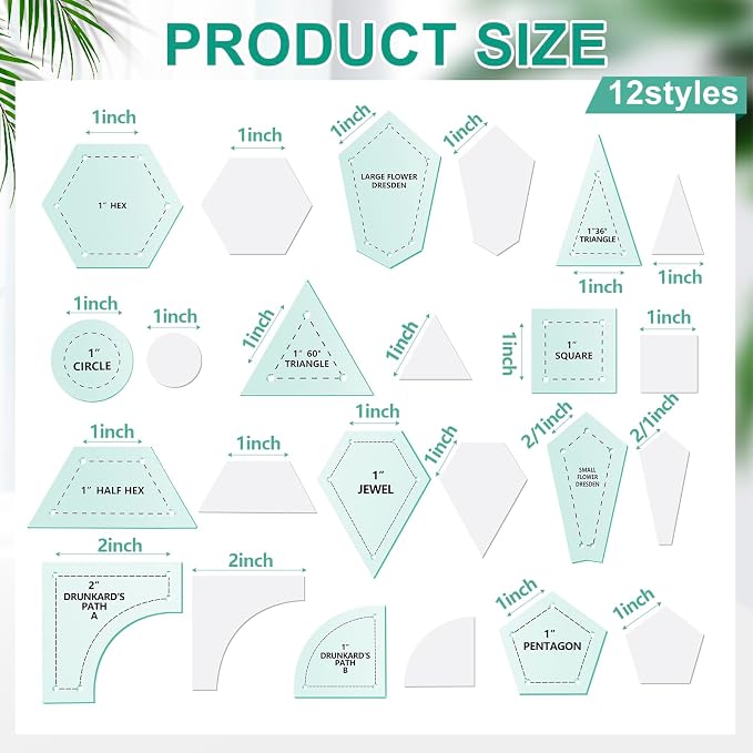 Cinnvoice 612 Pcs Patchwork Paper EPP English Piecing Supplies 12 Shapes - Image 2
