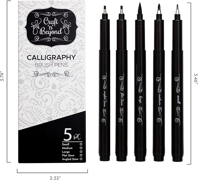 Craft 'n' Beyond Calligraphy Brush Pens Pack of 5 Markers - Image 7