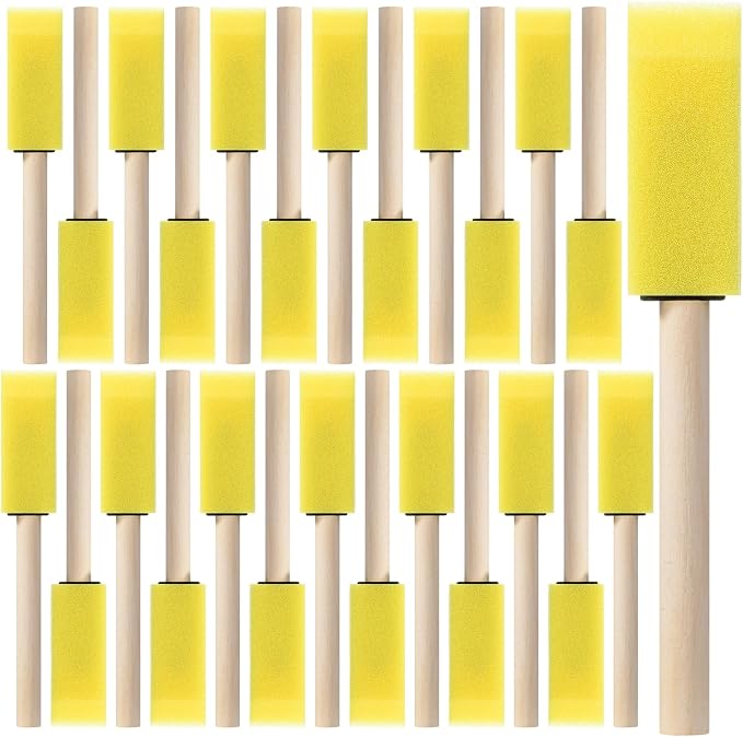 Bates- Foam Paint Brushes with Wood Handle, 1 Inch, 26 Pack, Sponge Brushes by BatesChoice