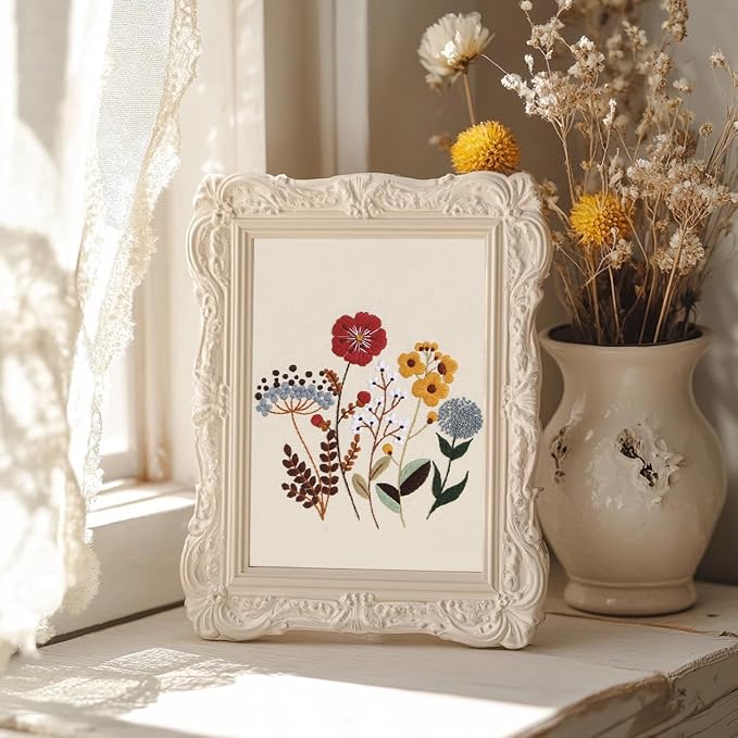 COCOMOX Floral Embroidery Kit, 4 Sets Simple Flower Pattern Embroidery Practice - Image 3