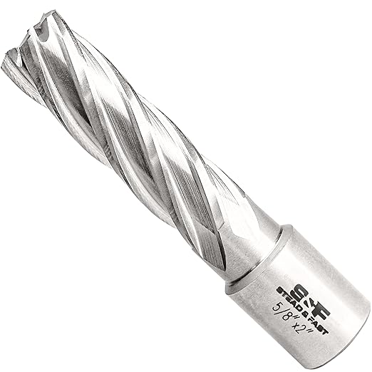 S&F STEAD & FAST HSS Annular Cutter 5/8" Cutting Diameter 2" Depth of Cut, 3/4" Weldon Shank, Mag Drill Bit with Pilot Pin for Magnetic Drill Press
