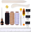 Goiio 19 Pieces Bookbinding Kit Starter Tools Set Bone Folder Paper Creaser, Waxed Thread, Awl, Large-Eye Needles for DIY Bookbinding Crafts and Sewing Supplies