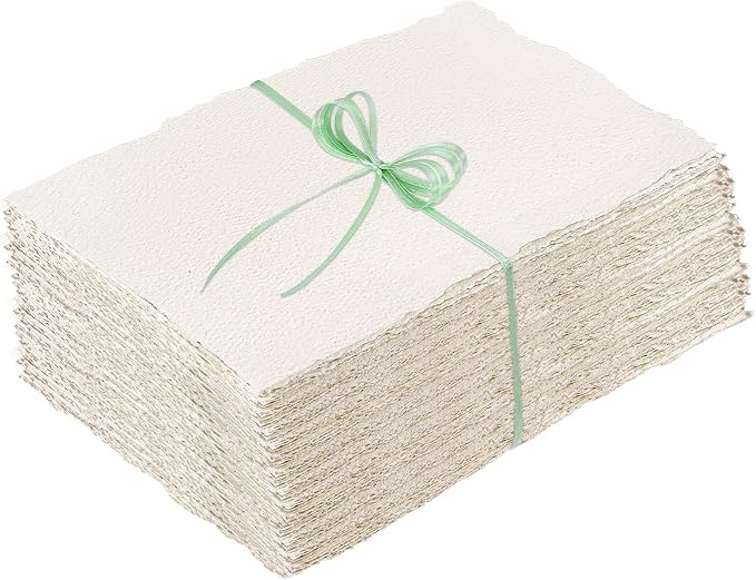 100 Sheets Deckled Edge Paper 5x7, 160 GSM Handmade Textured Paper | by Prudiut