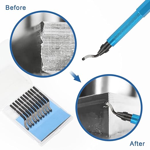 Deburring Tools Kit,Swivel Head Deburring Tool,Removing Burr for Metal Aluminum, Copper, Brass,PVC,Resin and Plastic Pipes,Tubes,with Extra 10 HSS Blades