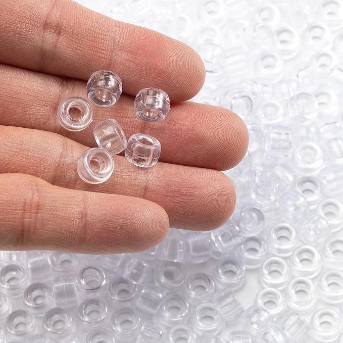 Gxueshan 1000 Pcs Acrylic Translucent White Clear Pony Beads 6x9mm Bulk - Image 4