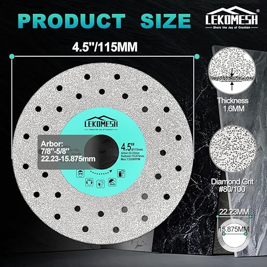 Rock Slab Grinding Disc - 4.5 inch Glass Cutter Disc (2pcs), Granite Cutting Blade, Diamond Grinder Wheel for Rock Slab, Stone, Tile, Marble, Granite, Glass Diamond Saw Blades