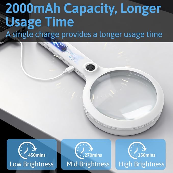 2000mAh Rechargeable Magnifying Glass - Image 4