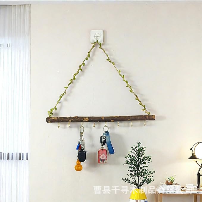 2 Pcs Decorative Leaf Floating Wall Shelves Coat Hooks, 5 Hook | Driftwood - Image 3
