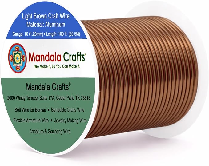 Mandala Crafts 16 Gauge Light Brown Anodized Aluminum Craft Wire, 100 FT | by MandalaCrafts
