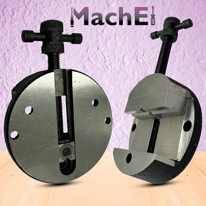 MachEl 4"/100mm Precision Rotary Table with 80mm Round Vice and Clamping T-Nut Bolts – Ideal for Horizontal and Vertical Milling and Indexing