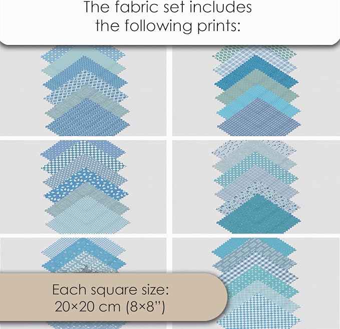 Cotton Satin Patchwork Fabric Panel – 35 Designs, 20×20 cm Squares, Single - Image 7