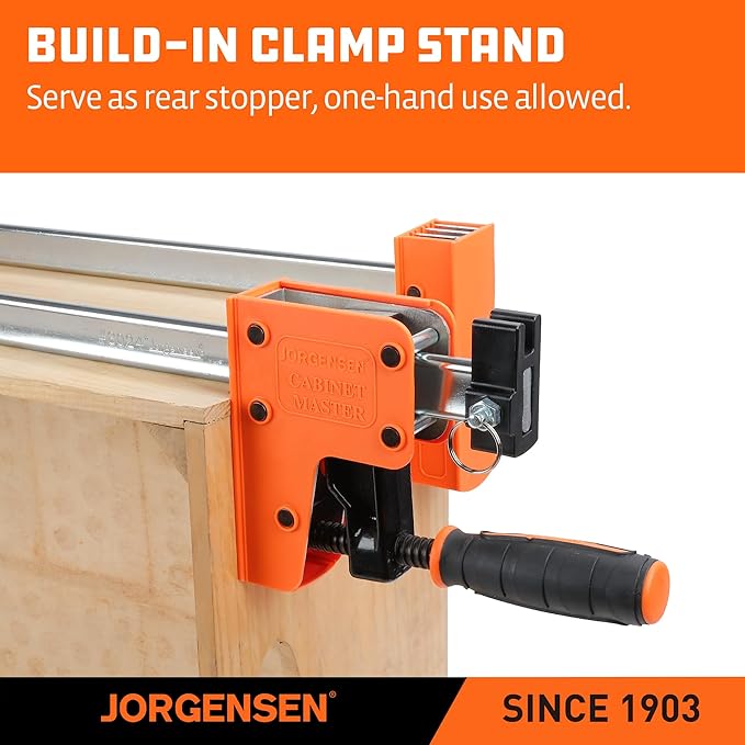 Jorgensen 2-pack 30” Bar Clamp Set, 90° Parallel Clamp Cabinet Master, Steel Jaw Bar Clamp for Woodworking, 1500 lbs load Limited
