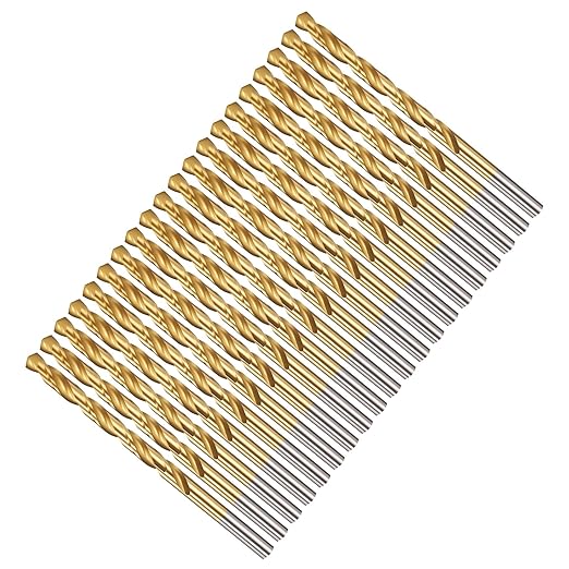 Drill Bit, 13/64" Cutting Diameter, 4341 HSS TiN Coated 135° Cutting Angle Jobber Bits - (Applications: for Drilling Soft Metal Plastic Wood), 20-Pieces
