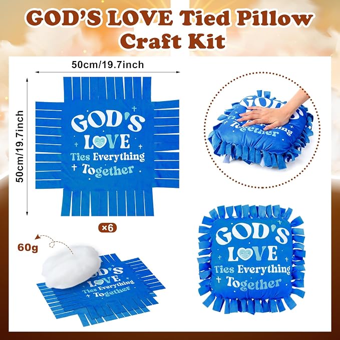 Chunful 6 Sets Religious God's Love Tied Pillow Craft Kit 2026 VBS Crafts DIY - Image 2
