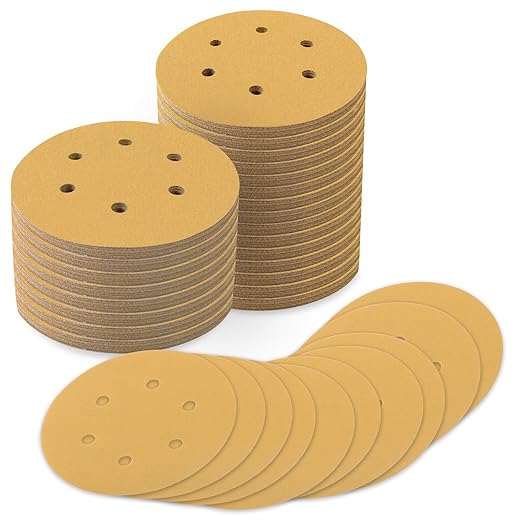 100 PCS 6 Inch Sanding Discs 400 Grit, 6 Hole Hook and Loop Round Sandpaper for Random Orbital Sander