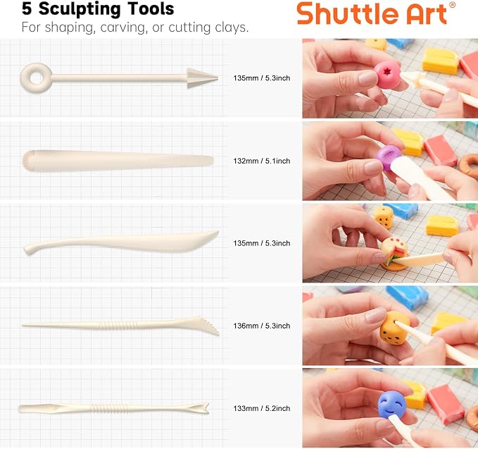 Shuttle Art 117 PCS Polymer Clay Kit, 95 Unique Colors & Extra Basic Colors - Image 4
