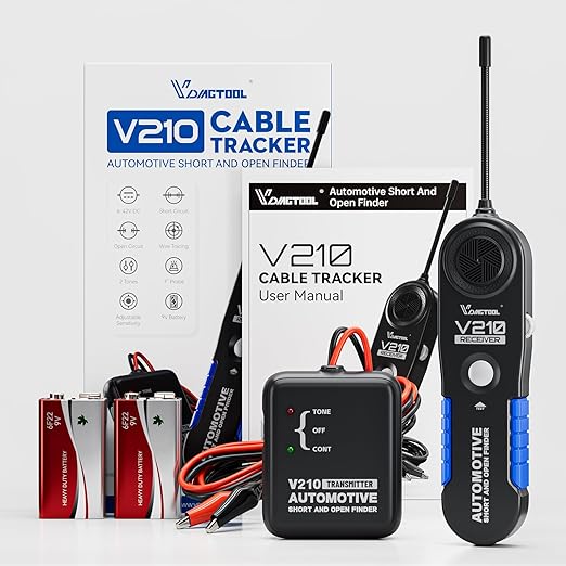 VDIAGTOOL V210 Wire Tracer Automotive Electrical Open & Short Finder Circuit Tester Wire Breaker Finder Fault Probe Cable Tracker Electrical DC 6-42V