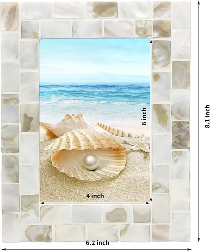 Handmade Picture Frames, Unique Natural Style, Chic Mosaic Beach Picture Frame - Image 2