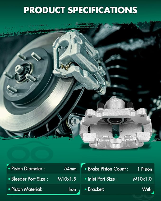 SCITOO 19B2974 Front Left Disc Brake Caliper Assembly w/Bracket For Audi For A3,For Volkswagen For Beetle/For Golf/For Jetta/For Rabbit