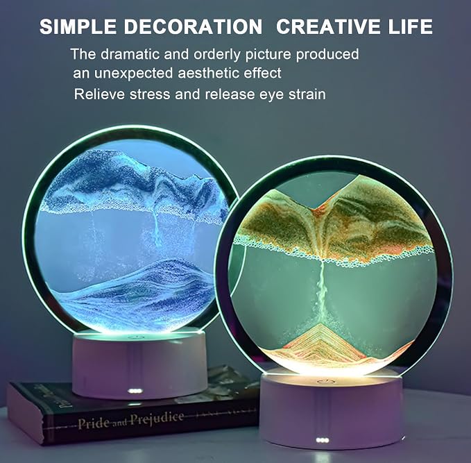 Moving Sand Art Lamp, 3DMoving Sand Art, Quicksand Bedside Lamp, Creative Glass - Image 3