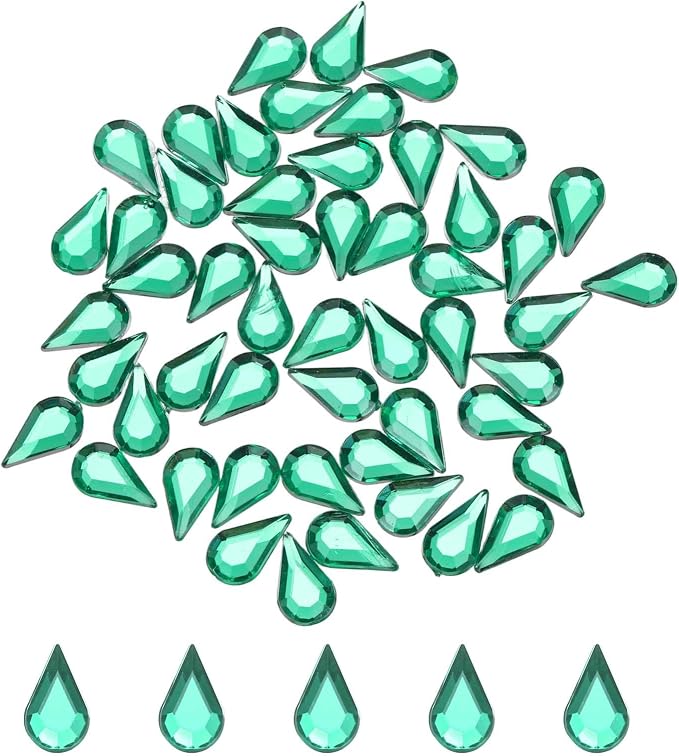 MECCANIXITY 50PCS Flat Back Acrylic Teardrop Gems 6x10mm Artificial Rhinestones by MECCANIXITY