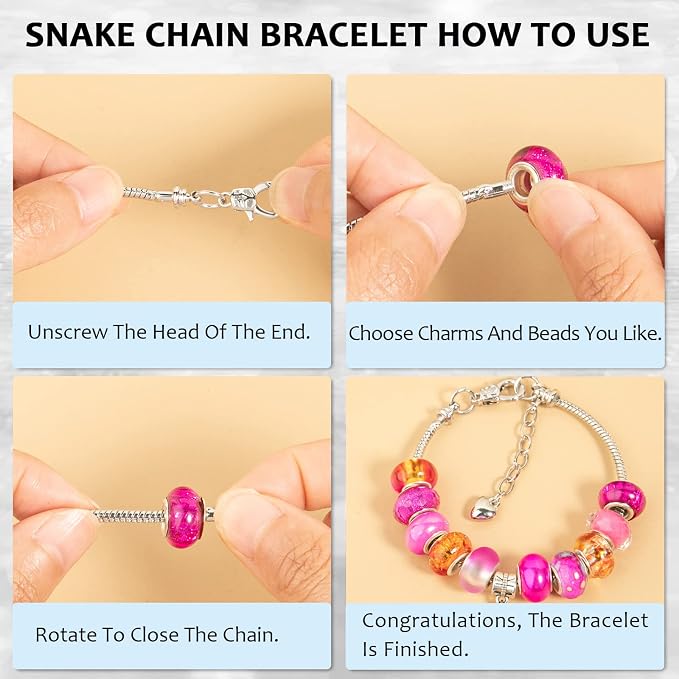 20 Pcs 7.87 Inch Snake Chain Charm Bracelets Adjustable Snake Charm Bracelet - Image 6