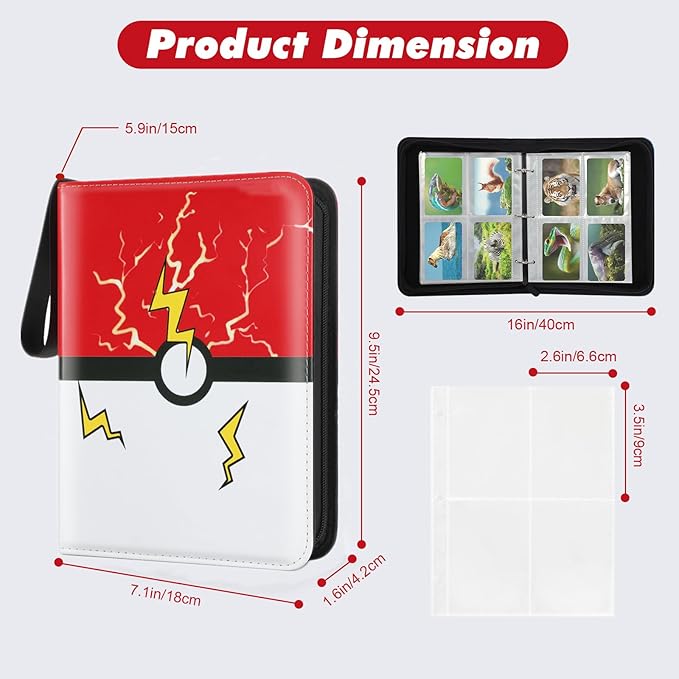 Trading Card Binder, 4 Pockets 400 Cards Holder Collector Album - Image 3