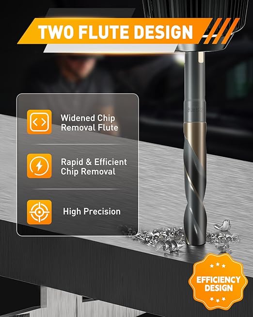 COMOWARE 9/16" Reduced Shank Drill Bit, HSS M2, Black & Gold Drill Bit with 3-Flat 1/2" Shank, 135° Split Point, Metal Drills Bits for Steel/Aluminum/Iron/Plastic/Wood, for Electricians & DIY