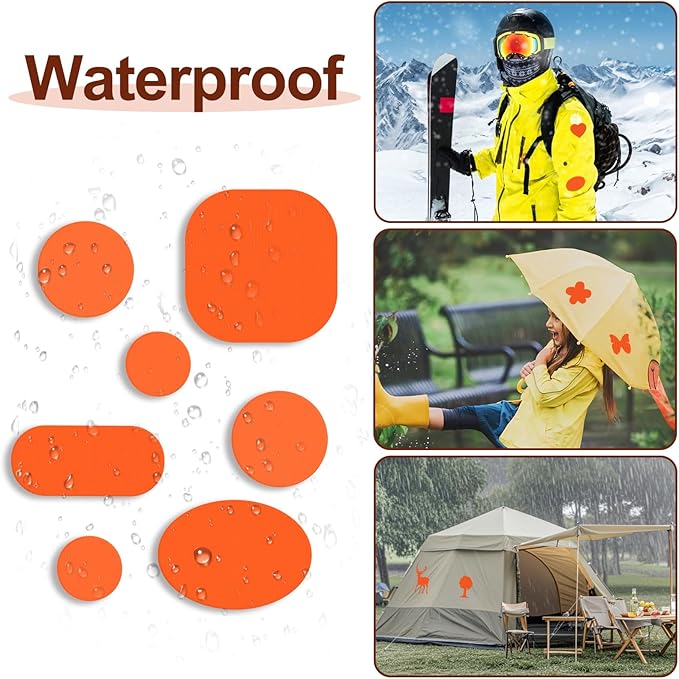 45PCS Nylon Repair Patch Self-Adhesive Pre-Cut Fabric Patch Down Jacket Repair Patches for Puffer Jackets Tenacious Tape Polyester Waterproof Lightweight Tent Repair Patch for Clothes Bag(Orange)