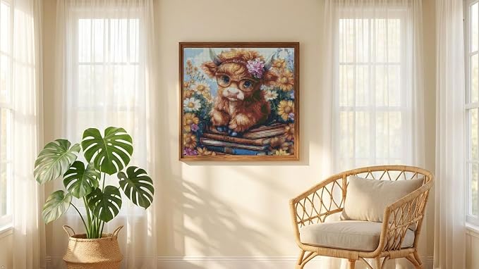MYBISYMQQ Highland Cow & Sunflower Stamping Cross Stitch Kit, 11CT Embroidery - Image 6