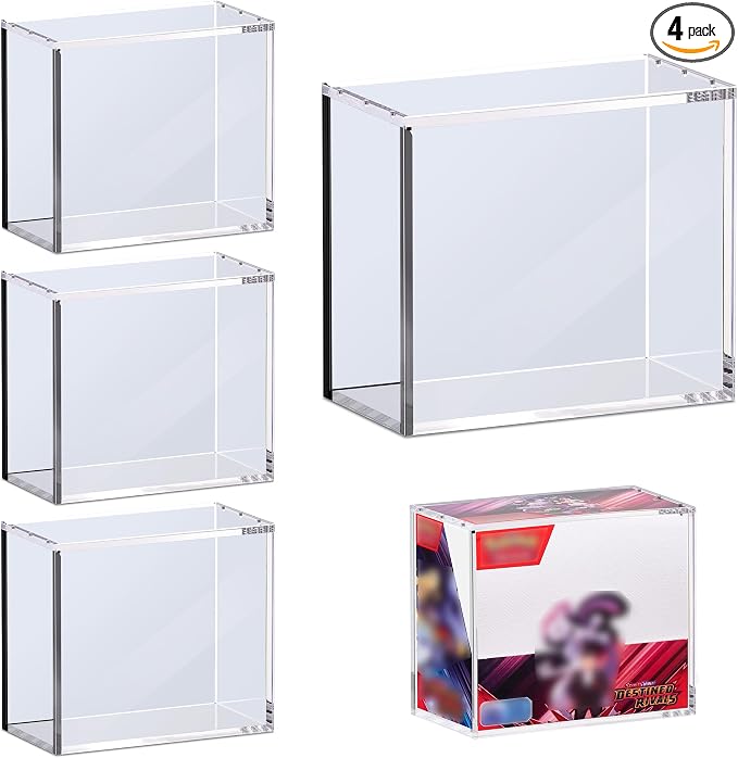 4 PCS PKMN Booster Box Acrylic Case, 5MM Acrylic Display Case, Dustproof and by KisboxAcrylicDisplayCase
