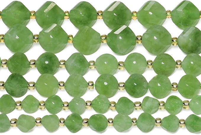 34pcs Natural Green Jade Stone Beads - Image 6