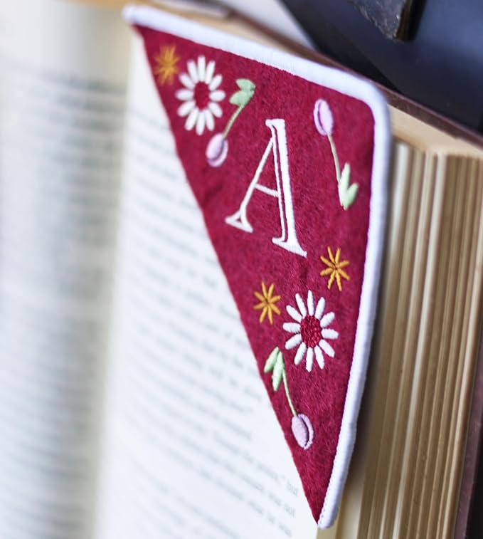 Personalized Embroidered Corner Mark, 4 Pack, Finished Initial Felt Bookmark - Image 6