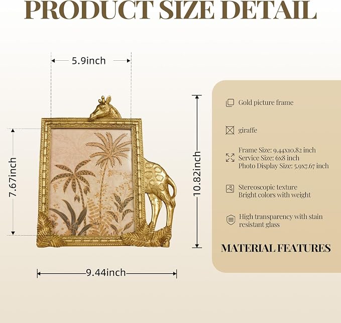 Cuspin Gold Picture Frame 6x8 Frames, Ornate Vintage Resin Photo Frame - Image 4