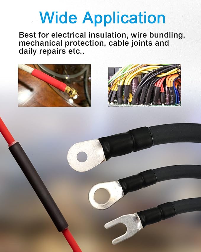 162pcs 3:1 Large Dual Wall Adhesive Heat Shrink Tubing Kit, 5 Sizes (Diameter) - 1.25, 1, 1/2, 3/8, 1/8 inch, Marine Electrical Wire Cable Wrap Tube Assortment for DIY by MILAPEAK (Black)