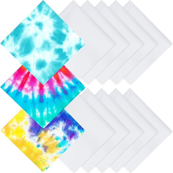 Chumia Cotton White Bandana for Tie Dying Bulk Blank Solid Handkerchiefs Unisex by Chumia