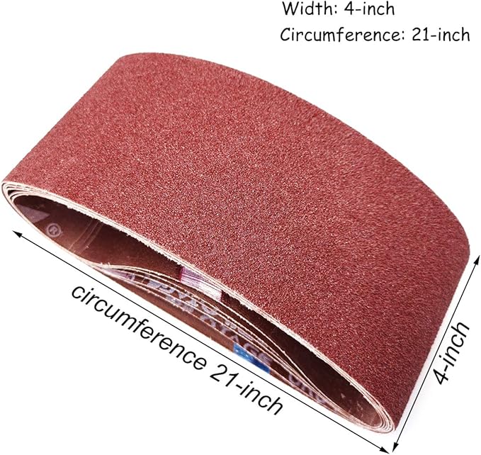 4 x 21 Inch Aluminum Oxide Sanding Belts, 2 Each of 40/80/120/150/240/400 Assorted Grits Abrasive Belts for Belt Sander, 12-Pack