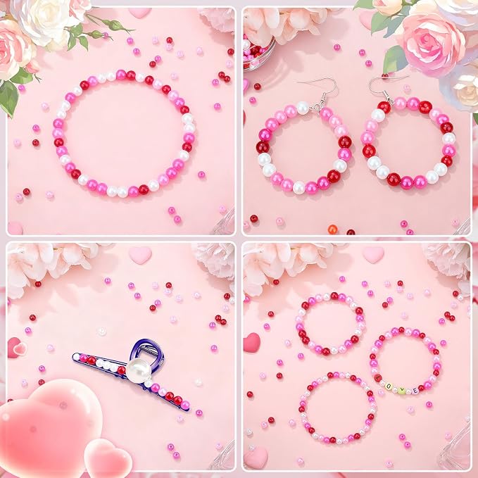DUQGUHO 6mm Valentines Beads for Bracelet, Valentines Day Plastic Pearls for - Image 7